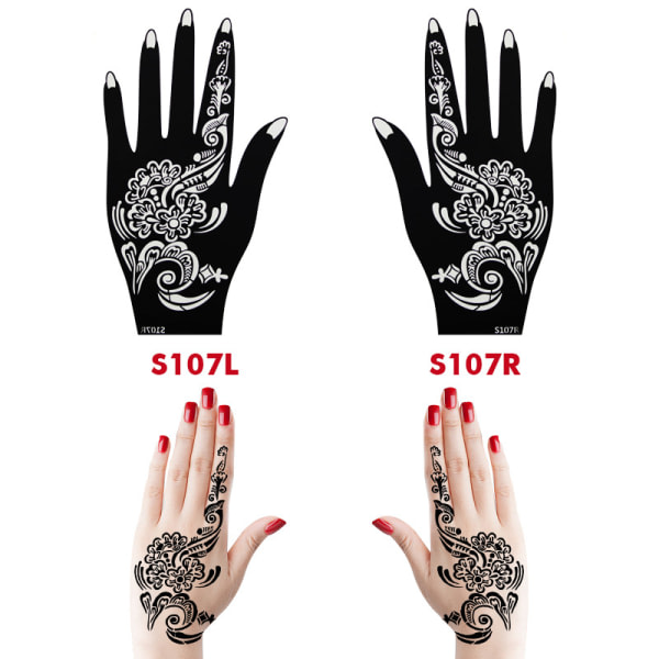 2-delad Henna-mall Tillfällig handskakning Tatuering Body Art S103 SQBB