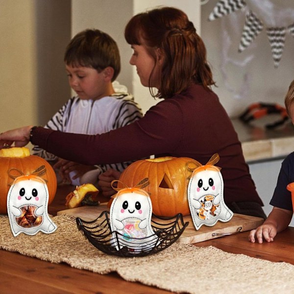 Halloween slik-eller-behandlingspose - Spøgelsesfestival gavepose, slik-eller-behandlings spøgelse slikpose med gennemsigtigt vindue til Thanksgiving Day Spöke