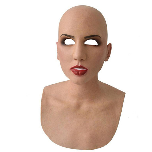 Halloween-maske i latex, kvinnelig forkledning, transperson, gummi, helmaske