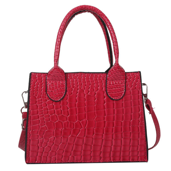 CQBB Mode enkel vävd väska stor kapacitet pendlar dam handväska Rose red