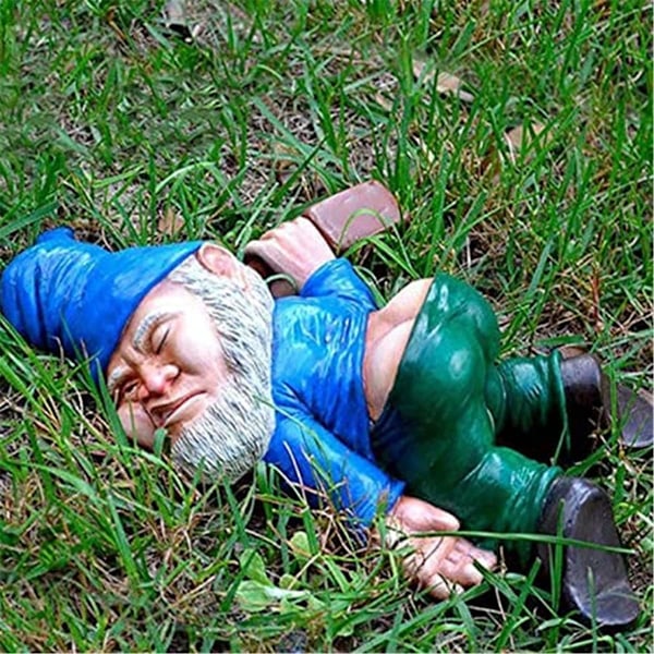 Kreativ Hagegnom Utendørs Gnomstatue Hagegnomhåndverk Hagedekorasjon Interessant Harpiksstatue (Blå)