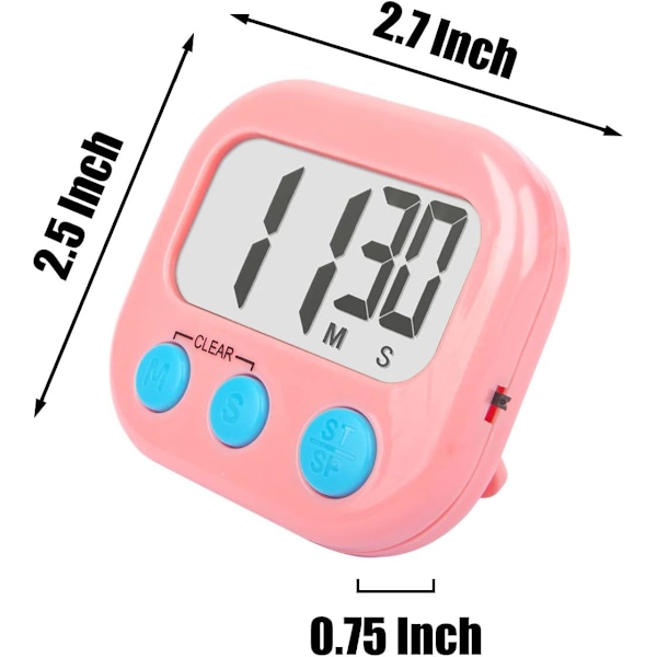 4-pakks klasserom-timer for barn - Stor magnetisk digital timer - Rosa Pink White 2