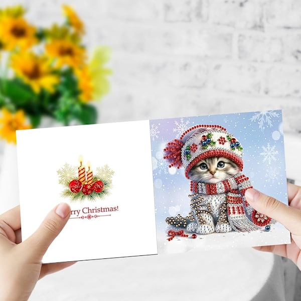 Joulu Diamond Art -korttisetti, 12/8/6/4 pakkaus, DIY-käsintehdyt kortit HK051