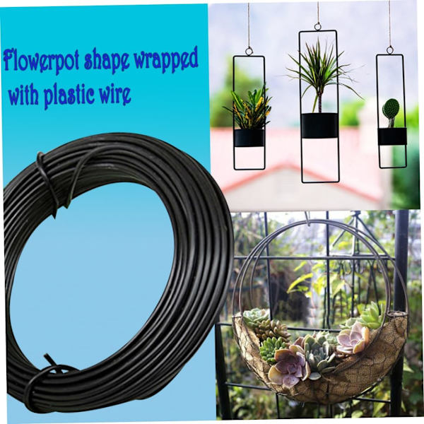 Trädgårdstråd Växt Twist Tie plastbelagd spole Sträng Mjuk för hemmakontor Växtfästning Diy Bonsai Flower Pot Support Strap Svart Krukverktyg Svart