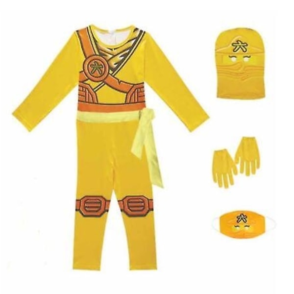 Barn Anime Phantom Cosplay Kostym Huvkläder Ninja Super Blå 130cm gul - Perfekt gul yellow 140cm