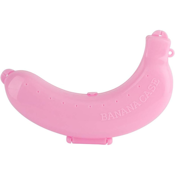 Söt 3 färger frukt banan skyddande låda hållare fodral lunchbehållare förvaring (roseate) Roseate