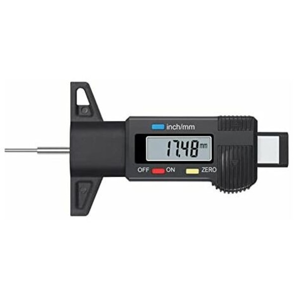 Däckmönsterdjupmätare, 0-25,4 mm bilmönstermått Digital djupmätare med LCD-skärm, Däckmönstermått för bil lastbil Calipe