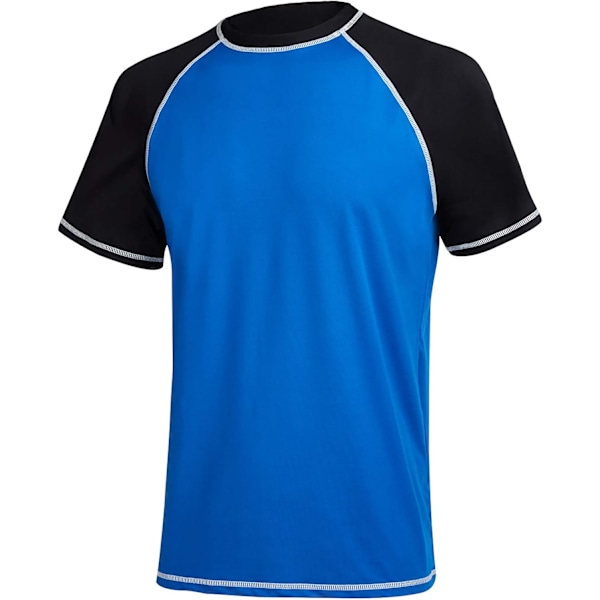 Herre kortærmet hurtigtørrende badetop surf UV solbeskyttelse badedragt (blå sort) XL blå sort blue black xl