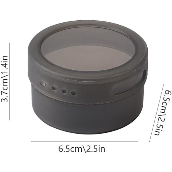 Magnetiske Krydderidåser, Krydderi Opbevaringsboks med Transparent Låg, Sort 8 stk Black 8 pcs