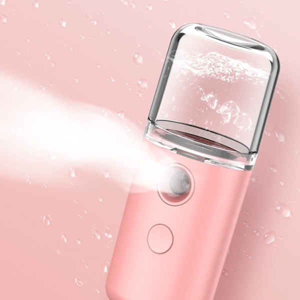 Nano ansiktsmist, Cool Mist ansiktssteam med USB-laddbar, visuell vanntank, Nano mist for hudpleie, daglig sminke, dyp hydrering (rosa) Rosa