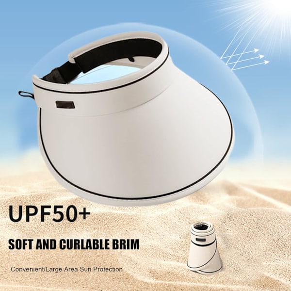 Solskydd för kvinnor vindbeständiga brett brätte visir hattar UV-skydd justerbar vikbar solhatt för strand beige solhattar BEIgE