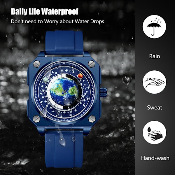 Mænd Kreative Ure Unikke Hænder Armbåndsur Analog Kvarts Firkant Ur ERD Dial Mode Design Rustfrit Stål Til Mænd Blå B Blue B