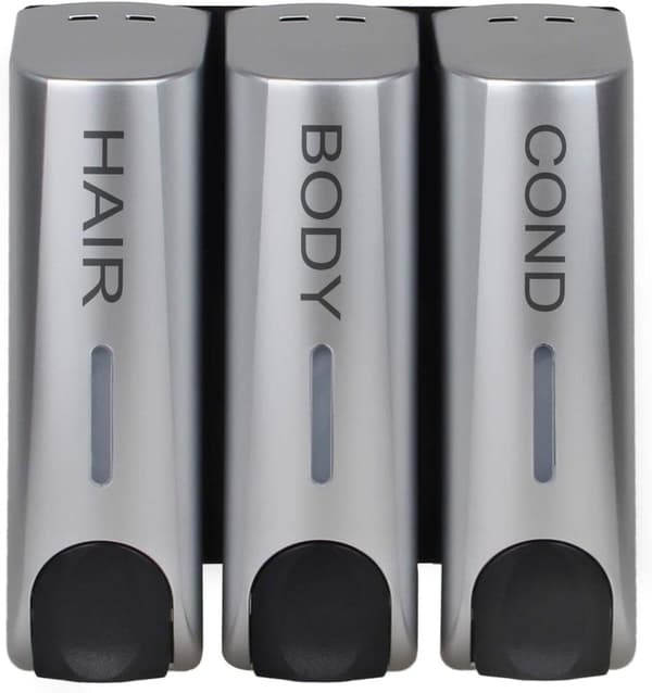 3-pack Tvåldispenser för Duschgel Schampo Balsam Väggmonterad Silver