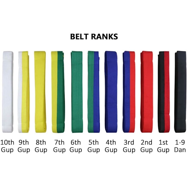 Taekwondo Färgade Graderingsbälten, Bomulls Kampsportsbälte för Barn/Vuxna Yellow Length-110"/280cm (Adult Size)