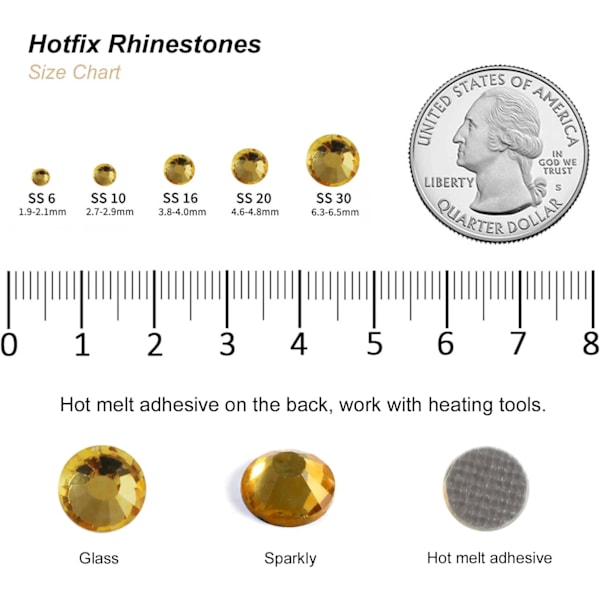 8000 Hotfix Rhinestones, Lyse Colorado Topaz, SS6, 1,9-2,1 mm til Tøj & Håndværk Lt.Colorado Topaz SS6