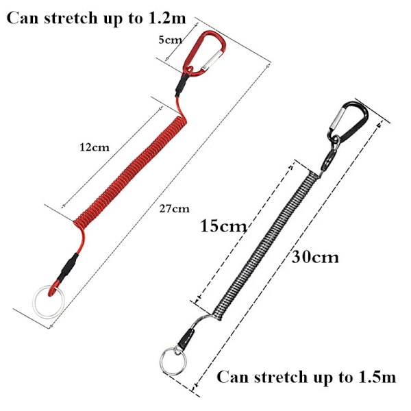 Ny Spiral Stretch Keychain Elastisk Spring Rep Key Ring Metall Karabiner För Utomhus Anti-Förlorade Telefon Spring Key Cord Lås Krok 9 1.2m