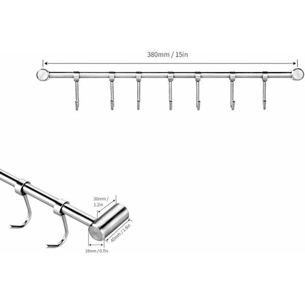 304 Rustfritt Stål Kjøkkenkrok Aktiviteter Henge Klær 7 Kroker Kjøkken Veggstativ Kjøkkenredskaper Vegg Oppbevaringsstativ
