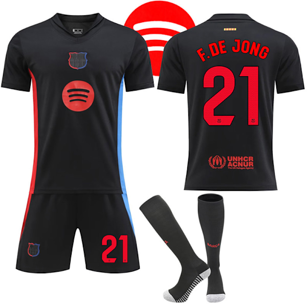 Barcelona Bortedrakt Fotballdrakt Barn & Voksen 2024-2025 Med Sokker No.21 F.DE JONG No.21 F.DE JONG XS