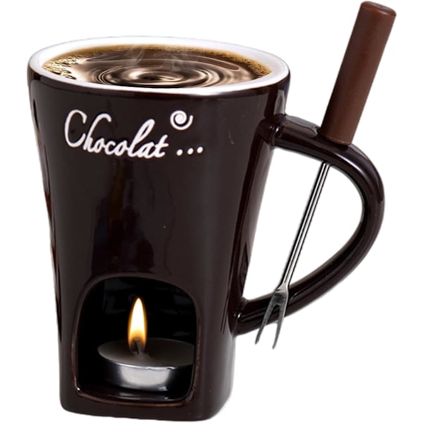 TeLjus Fondue Set, Keramisk Smältgryta för Choklad och Dessert Coffee