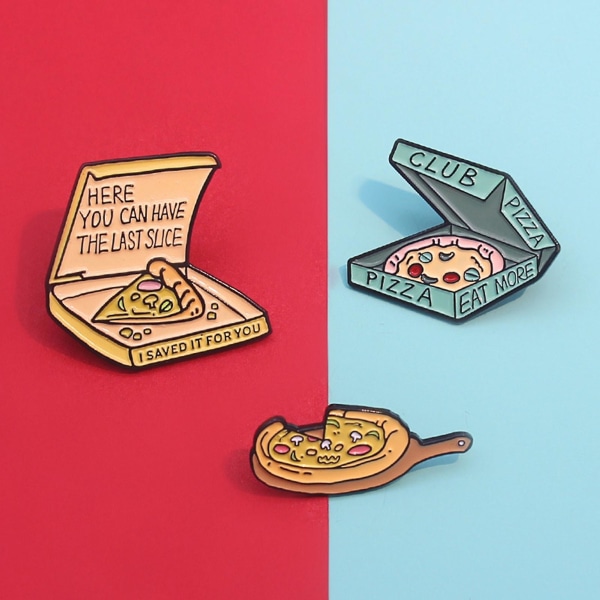 Farfi 3st Broscher Emalj Dekorativt Modetillbehör Skivad Pizza Emaljmärke Lapelnålar för ryggsäck