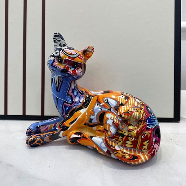 Harts graffiti kattestatuer | Dekorative pyntefigurer | Bardisk og tilbehør til boligindretning Benägen position