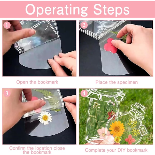 Tørrede Blomster Bogmærker Sæt - 40 Transparente DIY Blomster Bogmærker til Børn, Studerendes Håndværk Green