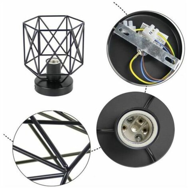 Retro industriell svart metallbur taklampe, firkantet jern lysekrone pendellampe for gang, inngangsparti, midtgang