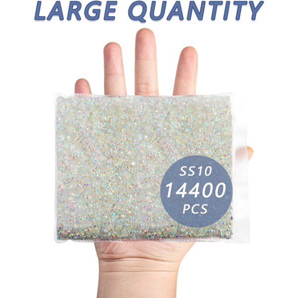 14400 st Transparent AB Kristall Strass för Naglar, SS10, 2.7-2.9mm Transparent AB SS10/14400pcs