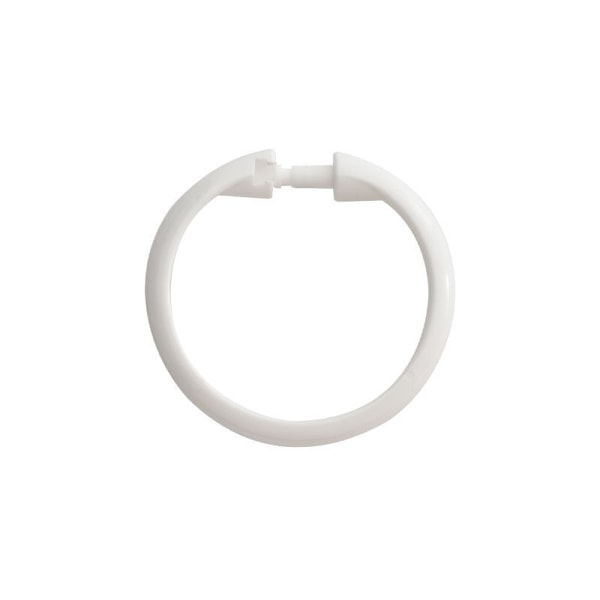 Set med 12 vita gardinringar, stora, vita, plast, 5 x 5 cm