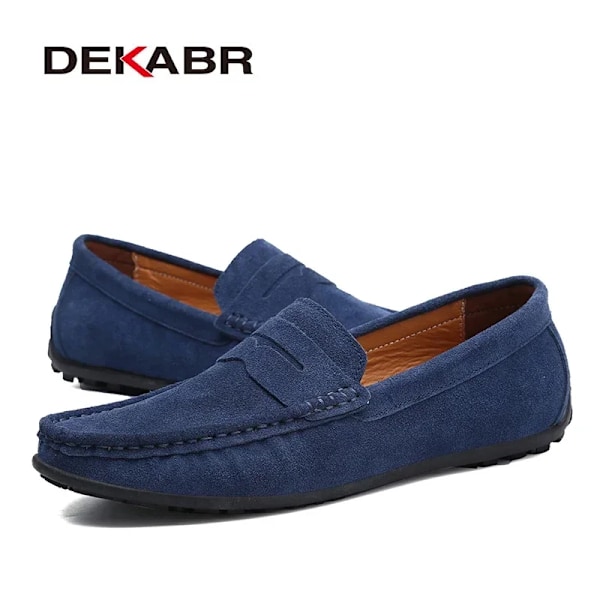 Dekabr Brand Forår Sommer Hot Sell Moccasins Mænd Loafers Høj Kvalitet Ægte Læder Sko Mænd Flad Letvægts Kørselssko 02 Mørkegrøn 8.5