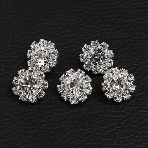 5 stk 12 mm runde strass skaftknapper syhåndverk utsmykning DIY_max