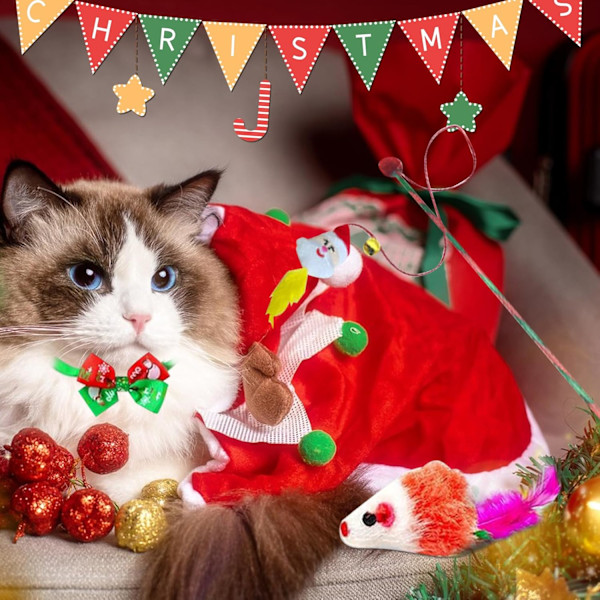 2024 Katt-Adventskalender med 24 Katt-Leksaker, Fjäder- och Musleksaker för Katter, Julnedräkningsskoj (Stil 1) Style 1