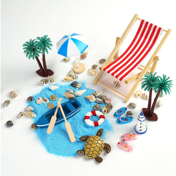 Miniatyrdockhustillbehör, Strandset Mikro Pass Dekoration Maritim Dekoration För Barn, Miniatyr Vattenlandskap Beach