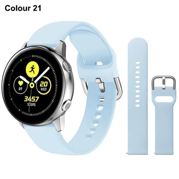 20 mm 22 mm silikonband för Samsung Galaxy Watch Active 2 Watch 3 4 5 6 45 mm 42 mm 47 mm Gear S3 Armbandsrem för Amazfit bip Color 21 för Gear S3