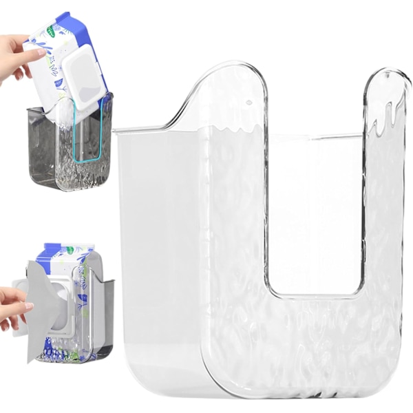 Våtservetter dispenser väggmonterade våtdukar behållare tungt enkla husdjur pappershandduk dispenser för badrum, transparent vit toalettpapper hållare Transparent vit
