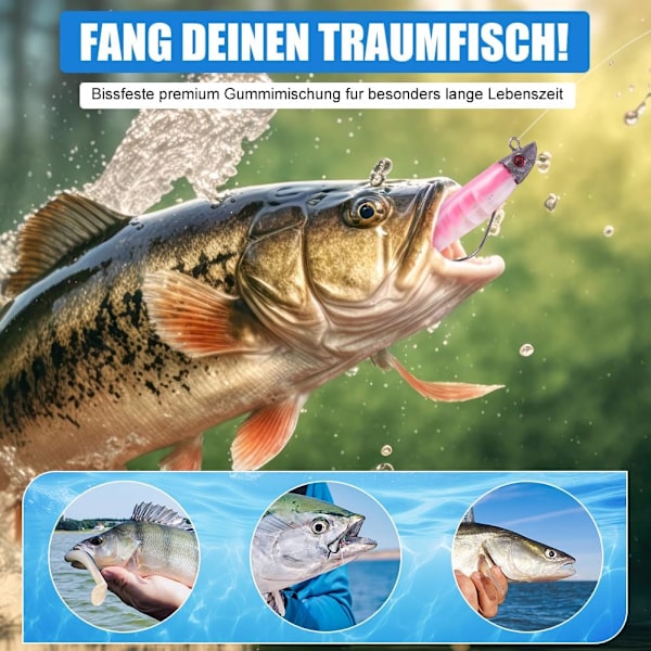 Kalastuslukit, 10 kpl Pehmeitä Luitteja 3D-Silmillä, T-Häntä Makealle/Suolavedelle, Taimen, Ahven 5pcs-5 colors