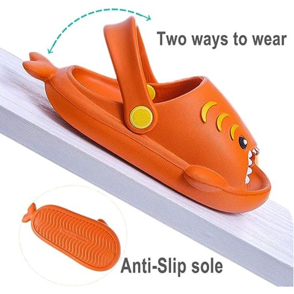 CQBB Toddler Tofflor, hajsandaler Flickor Pojkar Söta tecknade rutschkanor Trädgårdsskor för strandpool duschtofflor (orange, 180 mm) 180