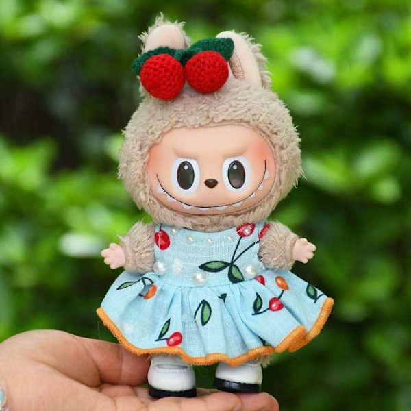 /NC/Hot Collection Labubu Kläder Klänning Outfit Labubu 15cm Plyschdocka Kläder Labubu Körsbärskostym 3# Clothes Only