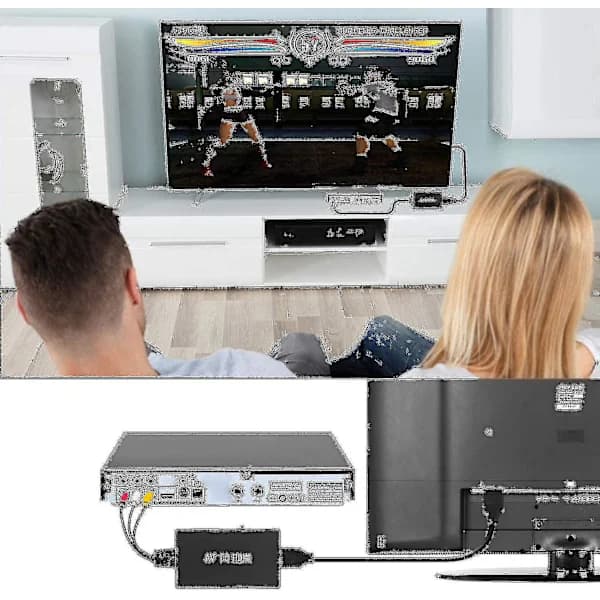 RCA till HDMI-omvandlare, komposit till HDMI-adapter stöder 1080p PAL/NTSC A—max