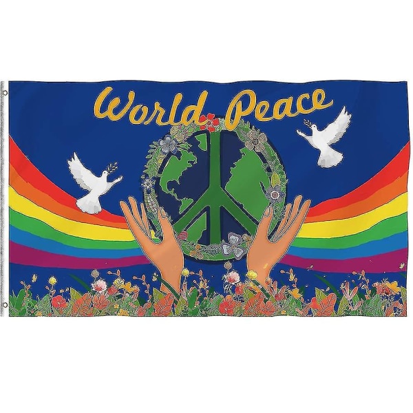 CQBB G Peace Flag, Peace Dove World Peace Sign Symbol Flagga för uteplats