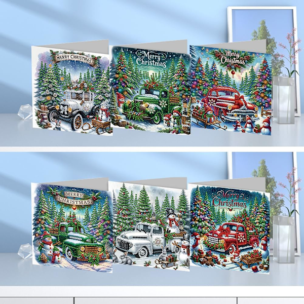 12/8/6/4-pack Diamantkonst Julgranskortsats, DIY Handgjorda Kristallkonstkort HK059
