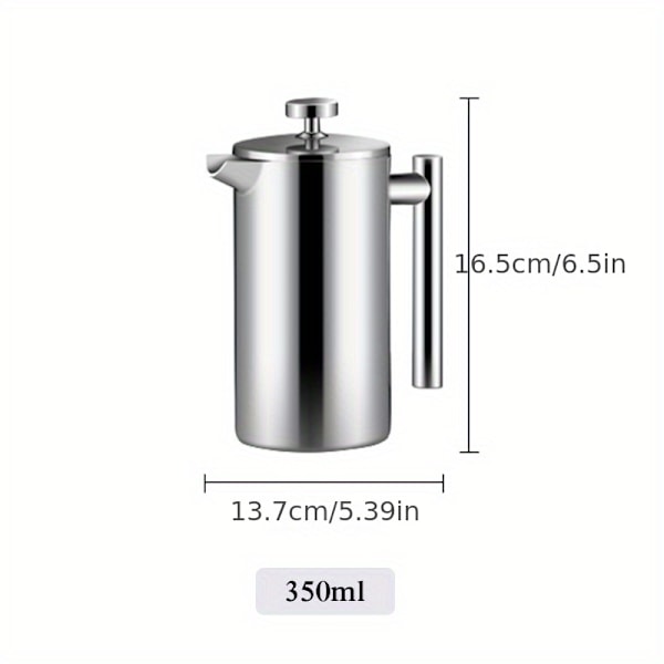 1. kaffebryggare i rostfritt stål tekanna med filterpresskanna Dubbellager utomhus handbryggd kaffekanna, 350 ml 800 ml 1000 ml bryggd tekanna
