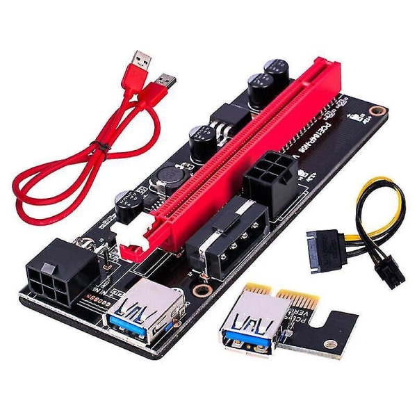 CQBB (Röd) USB3.0 PCI-E Express 1X To16X Extender Riser Card Adapter Power