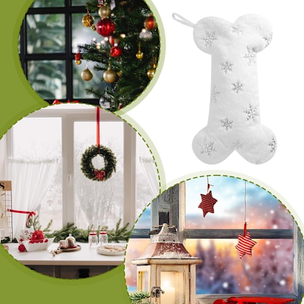 Lemmikkieläinten joululahjasukka - Pehmeä sukkapussi koirille ja kissoille lumihiutalekuviolla Snowflake