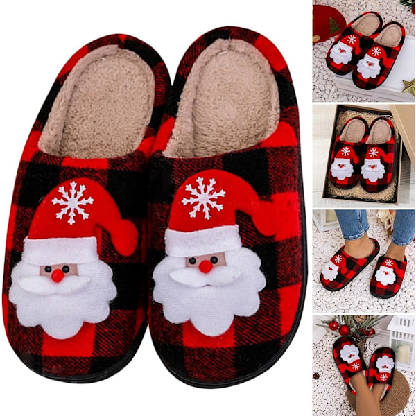 Mysiga Jul-tofflor för Sovrummet, Rensa Plüschdesign för Män och Kvinnor Santa Claus G 44/45 EU