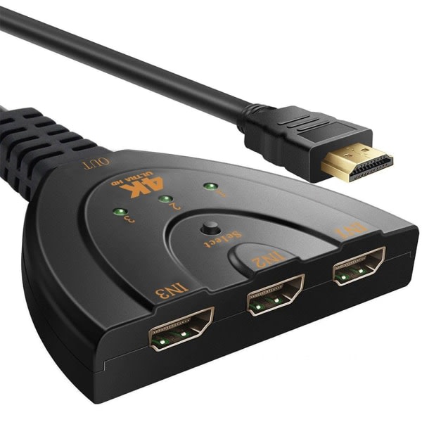 CQBB HDMI-svitsj 4K, VILCOME 3-porters HDMI-svitsj 3x1 HDMI-splitter