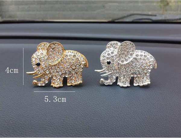 Auto Diamant Elefant Bil Luftventil Klips, Bling Bil Sjarmerende (Sølv) Silver