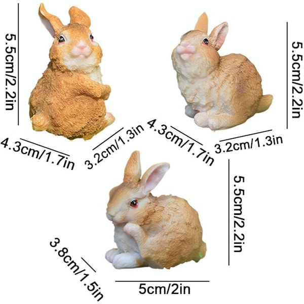 Kaninhavedekorationer, Udendørs Sæt af 3, Påskeharefigurer