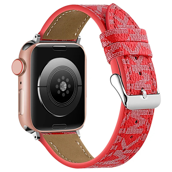 Kello, joka on yhteensopiva Apple Watch -rannekkeiden kanssa 38 40 mm 41 mm 42 mm 44 mm 45 mm, klassinen retro-tyylillä suunniteltu nahkaranneke Punainen 42mm 44mm 45mm 49mm