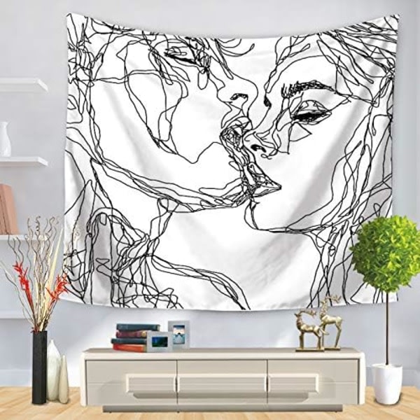 Kvinnor män gobeläng, abstrakt skiss konst kyss älskare karaktär SQBB